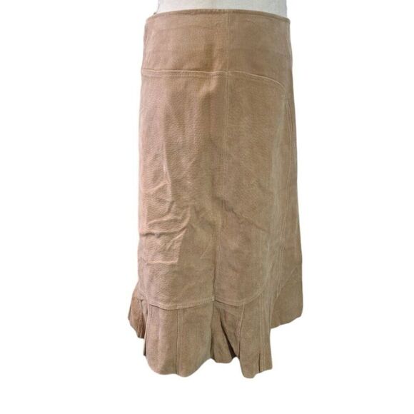Moda International Women's Trumpet Tan Suede Leather Skirt Sz 8 - Picture 6 of 8